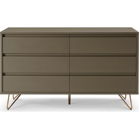 Commode Large de Style Scandinave avec 6 Tiroirs Coulissants et Pieds en Métal Doré - PANGIVO (1/5)
