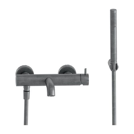 Robinet mitigeur bain douche TRIVERDE métal brossé avec flexible et support - Cristina Ondyna (1/2)