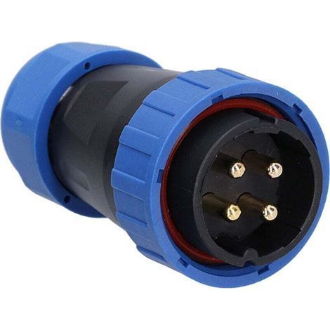 Square Waterproof Connector, 4 Holes IP68 Waterproof Solderless Solid Pins Aviation Power Socket Auxiliary Materials E Connector for Communication Equipment, LP28 250V(4 Cores) (1/4)