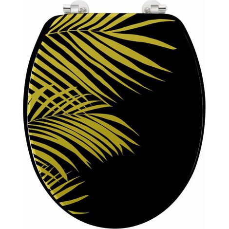 Abattant WC Imprimé Feuille "Orbella" 45cm Noir (1/3)