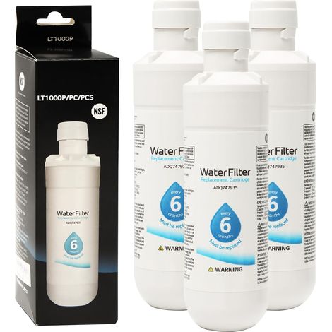 Ersetzt den Kühlschrank-Wasserfilter, kompatibel mit LG, LT1000P, ADQ74793501, ADQ74793502, MDJ64844601, kompatibel mit Kenmore 46-9980, 9980. (3er-Pack) (1/5)