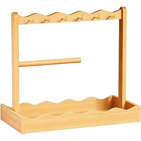 Multipurpose Wooden Entryway Organizer, Wooden Key Holder, Jewelry Tray, Practical Accessory Holder, Dressing Table, Natural Wood (1/5)