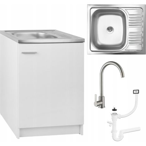 Küchenschrank Weißer  60x50 – hoher Armatur – Ablaufgarnitur – praktische Möbel (1/5)