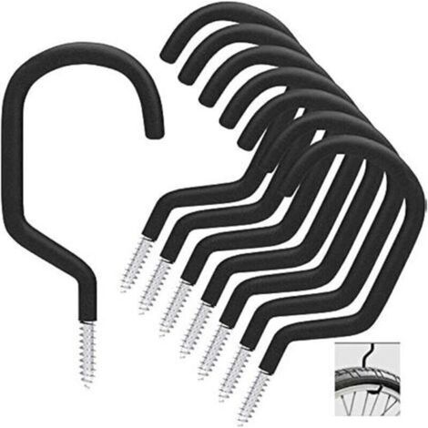 8 Pieces Bike Hook, Bike Rack Suitable for Multi-Purpose Use, Screw-On, for Shed, Garage, Garden, Plastic Coating for Wall/Ceiling Rack (1/5)