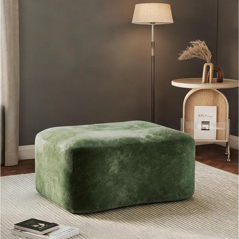 Pouf en velours vert avec mousse 32D forme ondulée (1/5)