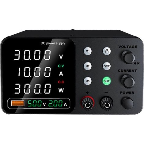 Alimentation de laboratoire 30 V 10 A avec triple alimentation à découpage et alimentation régulée CC 5 V 2 A pour interface Type C (États-Unis) (1/5)