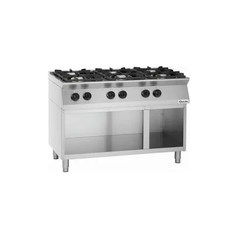 Piano de cuisson 6 brûleurs 28,5 kW - L1200xP700xH910-955 - soubassement ouvert - Bartscher