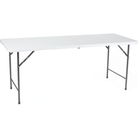 Perel – Table de camping pliante 180 x 70 x 74 cm – Plateau HDPE résistant aux taches – Cadre en acier – Transport facile avec poignée – Pour 6 personnes (1/10)