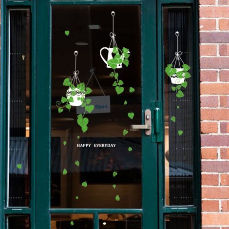 1 STÜCK doppelseitige Fenster- und Wandaufkleber – Grüne Pflanzen – Abnehmbare Dekoration für Wohnzimmer, Schlafzimmer, Café, Glastür (1/5)