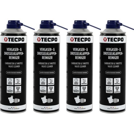 TECPO Vergaser- und Drosselklappenreiniger 4x 500ml Lösemittel AGR Ventil Reiniger Carburetor Cleaner Einspritzdüsen Düsenreiniger Ansaugreiniger