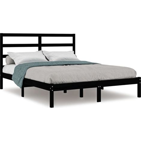 Maison Exclusive - Massivholzbett Schwarz Kiefer 140x190 cm