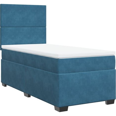 vidaXL Giroletto a Molle con Materasso Blu 100x200 cm in Velluto (1/5)