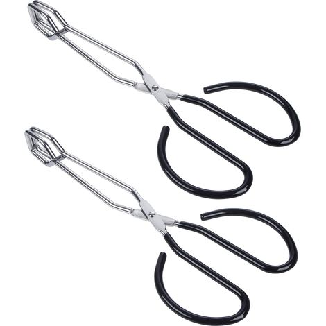 Lot de 2 pinces-ciseaux barbecue en acier inoxydable, 25,4 cm, noires, résistantes à la chaleur. (1/5)