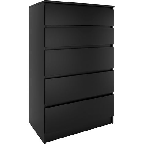 Topeshop – Commode contemporaine 5 tiroirs coulissants – Dimensions 40x70x109.5 cm – Meuble de rangement pour chambre/salon/bureau
