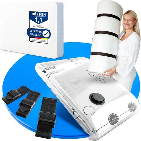 1 Sac sous vide pour matelas 130x240 cm, housse de rangement étanche, idéal pour déménagement et stockage