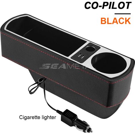 (Noir USB R) Organisateur de siège auto avec chargement USB/sans fil, boîte de rangement pour accessoires de voiture, rangement pour fentes et espaces vides (1/5)