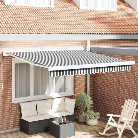 Markise Einziehbar Anthrazit und Weiß 3x2,5 m Stoff & Aluminium
