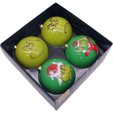 Set 4 Palline di Natale The Grinch Assortite D16 Peraga Christmas