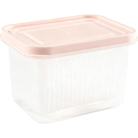 Abtropfbehälter mit dicht schließendem Deckel, PP-Lebensmittelbehälter für den Kühlschrank, für Schalotten, Ingwer, Knoblauch, beige, 500 ml. (1/5)
