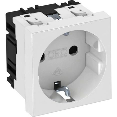 OBO Bettermann Toma de corriente 0°, 1 vía con contacto de protección 250V, 10/16A Policarbonato blanco puro RAL 9010, 6120008