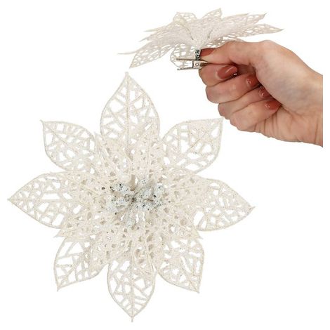 SPRINGOS Weihnachtsstern künstliche Poinsettie mit Metallklammer 15x15 cm Weihnachtsschmuck