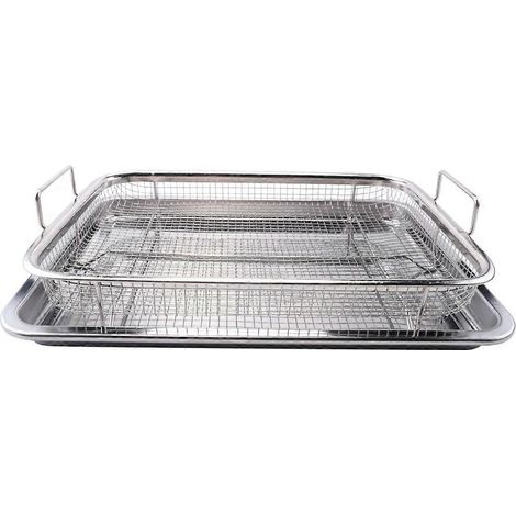 Airfryer-Korb für Backofen, Edelstahl-Gemüseschale, 2-teiliges Set