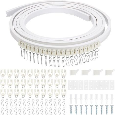 Binario per tende da soffitto curvo e flessibile, guida di montaggio per tende con rulli silenziosi, sistema di binari per tende da doccia (3 m) (1/5)