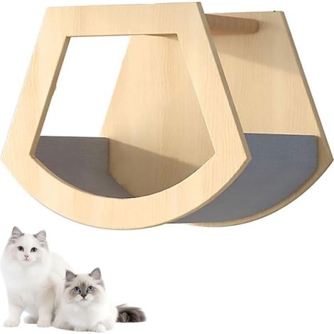 1 Arbre à chat, plateforme de saut, griffoir mural, nid pour chat, bois massif, intérieur (1/5)