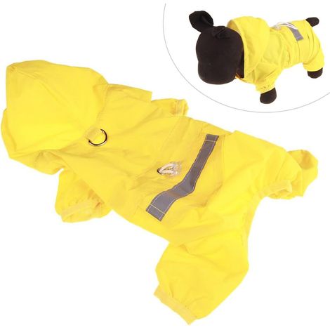 Combinaison imperméable ajustable pour chiens avec bandes réfléchissantes de sécurité XL (Jaune) (1/5)