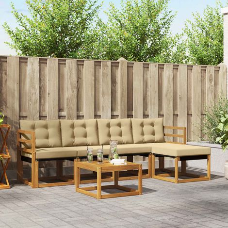 vidaXL Outdoor-Sofagarnitur 6 Stk. Natur und Beige (1/5)