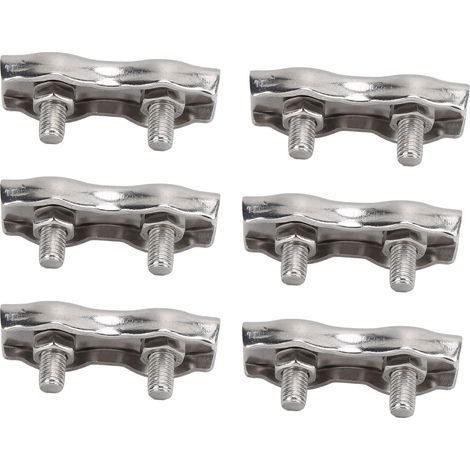 6 colliers de serrage en acier inoxydable pour câbles métalliques, type double poteau M4, lot de 6 pièces (1/5)