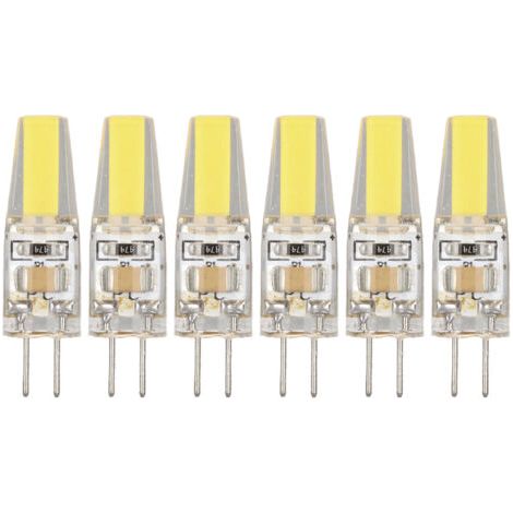 QORVA-6 Pcs 220 V 6 W G4 LED Ampoules 500LM COB Lampe 360 ​​Degrés D'éclairage Dissipateur de Chaleur Silicone Anti-éblouissement pour La Maison Plafond Paysage Lustre Lampes(Blanc froid 6500K)