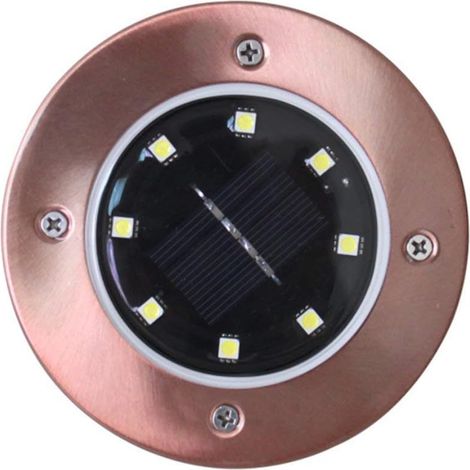 8 Lot Lumière Souterraine Extérieure Solaire en Bronze Imperméable 8led Lampe de Pelouse de Jardin de Cour, en Aluminium, Doré, Indice de rendu des couleurs élevé pour un rendu fidèle (1/5)