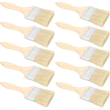 10 Pinceaux en Laine Synthétique 2,5 Pouces à Manche Bois pour Peinture, Vernis, Adhésifs (1/5)