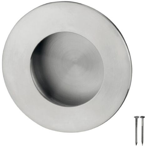 Poignée coquille ronde Ø60mm à encastrer intégration invisible pour portes coulissantes en acier inoxydable finition brossé mat Meuble Cuvette Cuisine Tiroir Placard (1/3)