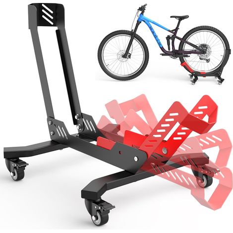 Support de vélo portable avec roulettes, convient pour les vélos de 24" à 29", largeur de pneu jusqu'à 3,5", pour le rangement intérieur et extérieur ainsi que dans le garage, pour VTT, vélo (1/5)