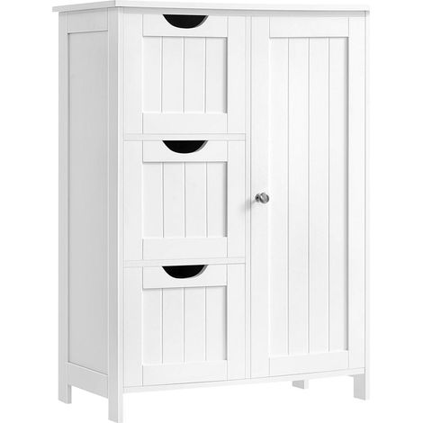 Mobiletto da bagno mobiletto con 3 cassetti e 1 armadietto ripiano regolabile in altezza 60 x 30 x 81 cm bianco 120006482