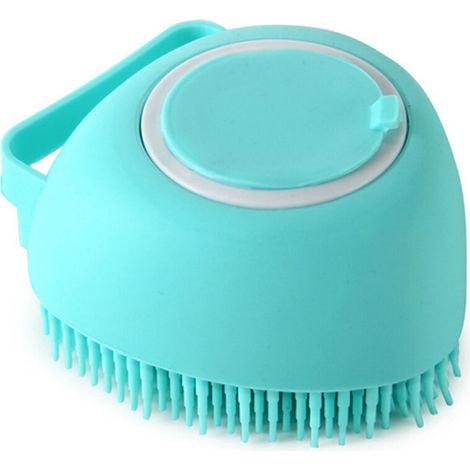 Brosse de massage pour le bain des animaux de compagnie, en silicone souple et sûr, accessoire pour chiens et chats, outils et fournitures pour animaux de compagnie, 1 pièce (bleue) (1/5)