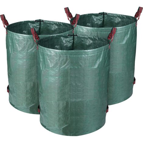 3er Set 300L PE Gartensäcke, selbsttragender und faltbarer Müllsack für Gartenabfälle, wiederverwendbar