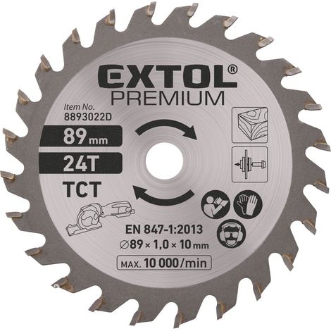 EXTOL PREMIUM Sägeblatt mit SK-Blättern, ∅89x1,0x10mm, 24 Zähne