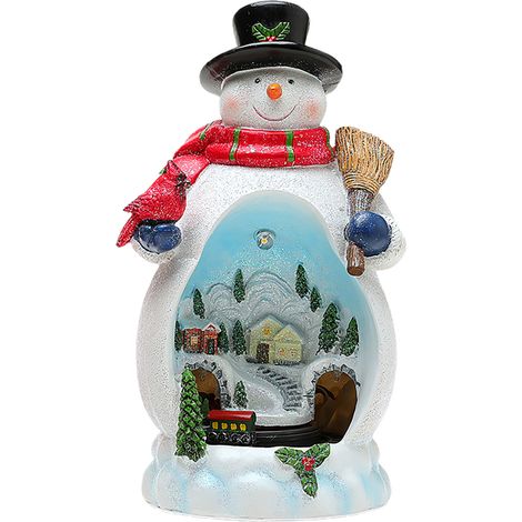 Train du Père Noël Rotatif avec Guirlande LED et Boîte à Musique, Décoration de Noël Bonhomme de Neige Multifonctionnel (1/5)