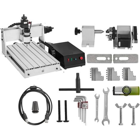 3/4 Axes CNC routeur 6040/3040/3020 graveur USB Port fraisage Gravure Machine PVC 3D Sculpture Machine à Bois (Color : 4 Axis CNC 3040) (1/5)