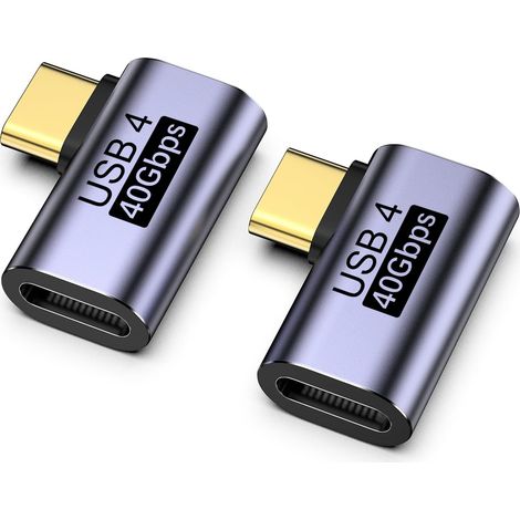 USB C Winkelstecker 90 degrés, 2PCS USB C Winkelstecker 40 Gbps, PD100W und 8K @60Hz, USB C 90 Grad Adapter (1/5)