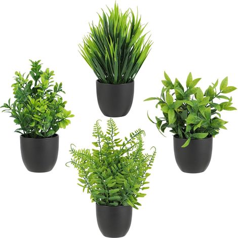 Lot de 4 Plante Artificielle en Pot – Fausse Plante Interieur au Design Naturel – Plantes d'intérieur pour Bureau, Salon ou Deco Salle de Bain, Facile d’Entretien & Durable. (1/5)