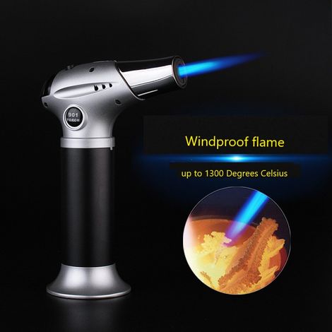 Torche À Butane - Allumage Piézoélectrique - Verrouillage De Sécurité - Flamme Réglable - Pour Crème Brûlée Et Cuisson - 1 Pièce (1/5)