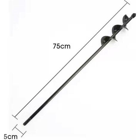 Drill, ground drill for fence installation, hand drill, small torsion bar drill, garden accessories, flower planting loosening (black - 5 cm diameter x length) (1/4)