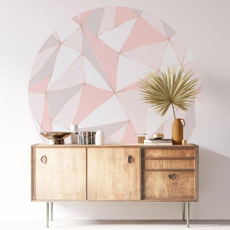 Sticker mural rond / cercle - Motif géométrique - Diamètre 40 cm - Adhésif + Protection MATE (1/3)