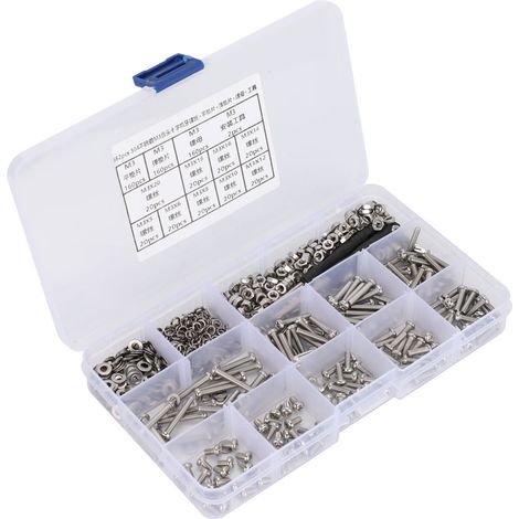 Kit de bricolage de 662 pièces : vis à métaux à tête cylindrique bombée Phillips M3 + rondelles plates + rondelles élastiques + écrous (1/5)
