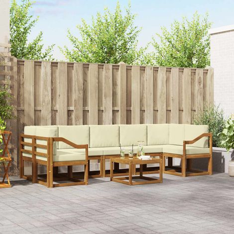 vidaXL Outdoor-Sofagarnitur mit Kissen 8 pcs Natur und Creme (1/5)