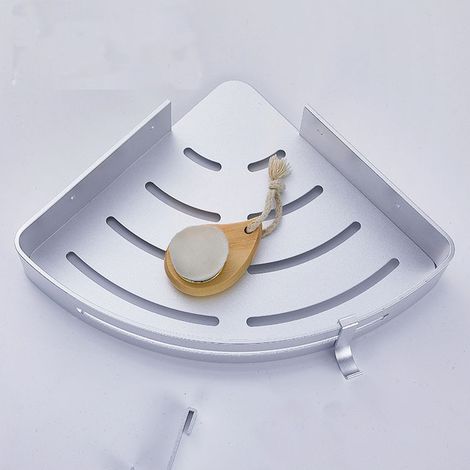 Porte - meuble de douche sans perforation porte - coin de douche en métal avec 4 crochets porte - douche porte - douche Set de 2 argent (1/5)